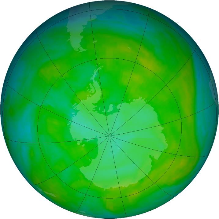 Antarctic ozone map for 28 December 1983